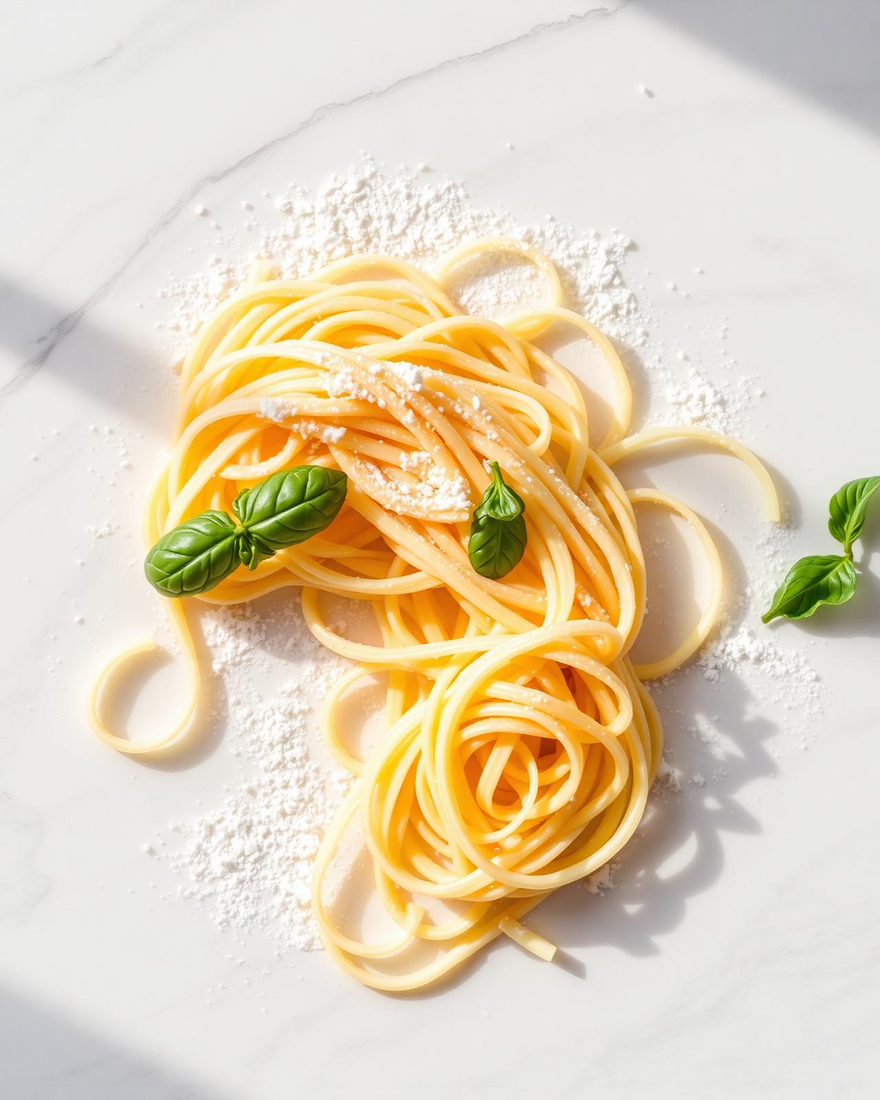 Fresh pasta on a floured board